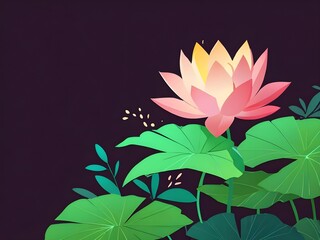 Canvas Print - A Single Pink Lotus Flower in Bloom