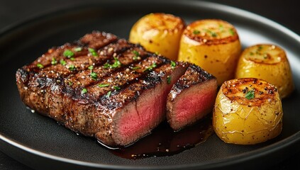 Canvas Print - Grilled Steak with Roasted Potatoes