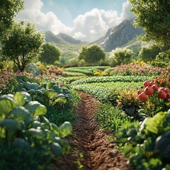 Green agriculture field promoting organic farming natural techniques picture