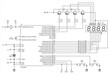 Schematic diagram of electronic device (clock). Vector drawing electrical circuit with integrated circuit of microcontroller, lcd display, button, resistor, capacitor, transistor on white background