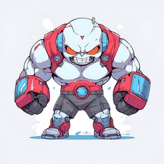 Sticker - Mighty Red and Blue Cartoon Character