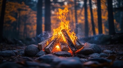 Poster - Campfire in the Forest