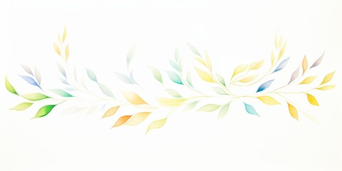 Poster - a delicate, colorful watercolor leaf pattern on a soft white background, perfect for nature-themed d