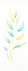 Wall Mural - A delicate watercolor illustration of a flowing plant with soft pastel leaves, embodying nature and tranquility for design projects.