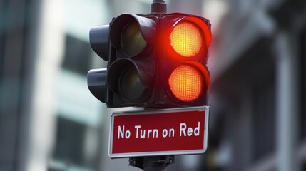 A traffic light showing red with a 