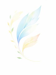 Poster - a soft, watercolor illustration of leaves in pastel colors, perfect for nature-inspired designs and 