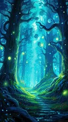 Canvas Print - Enchanted forest path glowing