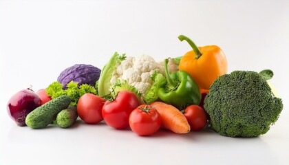 colorful vegetables white background