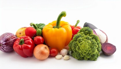 colorful vegetables white background