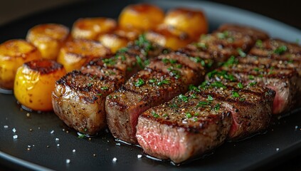 Wall Mural - Grilled Steak and Roasted Potatoes