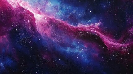 Wall Mural - a swirling nebula with scattered stars in a deep blue and pink galaxy