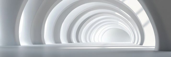 Wall Mural - A white, modern, minimalist corridor of arches