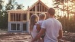 © fotofabrika - Family observes the progress of their new home construction at sunset in a peaceful natural setting