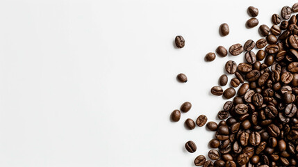 Wall Mural - coffee beans against a white backdrop