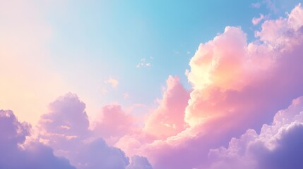 Wall Mural - Colorful sunset sky with fluffy clouds, serene