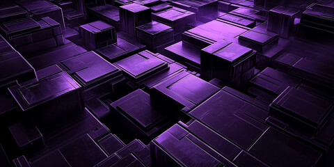 Aufkleber - Abstract metallic cubes forming a purple technological background