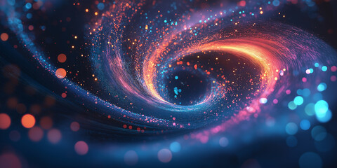 Aufkleber - Abstract energy vortex swirling in colorful particles background