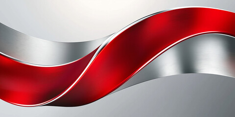 Wall Mural - Abstract metallic red and silver waves background