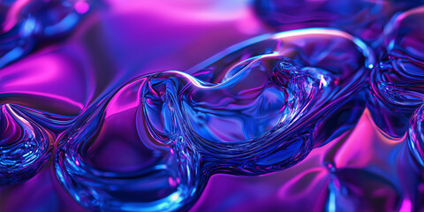 Aufkleber - Abstract background of 3d liquid forming smooth shapes with colorful reflections