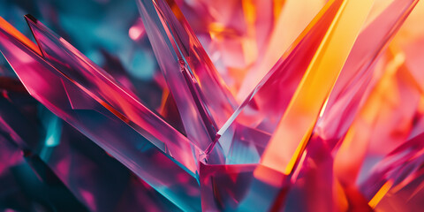 Aufkleber - Abstract background with shiny glowing lines and triangles emerging from a center point