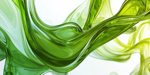 Poster - Abstract green liquid shape flowing on white background