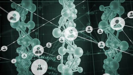 Poster - Animation of network of connections with icons over molecules and data processing