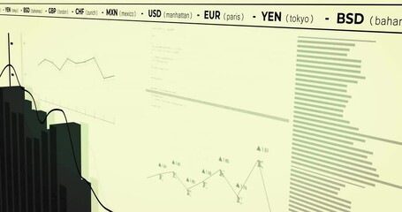 Poster - Animation of financial data processing and statistics over screen