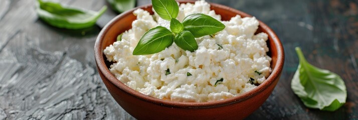 Canvas Print - Bowl of grain cottage cheese Healthy meal choice