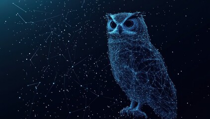 Wall Mural - Digital Owl in a Constellation