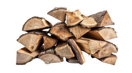 Stacked firewood on transparent background