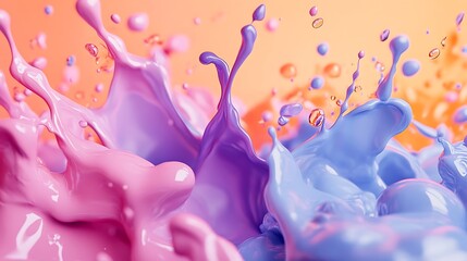 Poster - Pink and Blue Liquid Splash Abstract Art