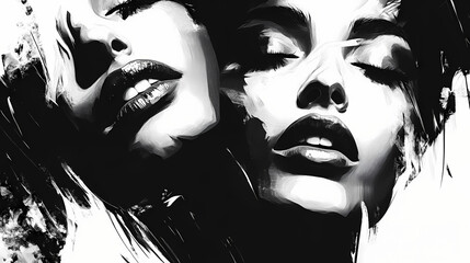 Wall Mural - Black and white portraits with high contrast generative ai. High Contrast. Illustration
