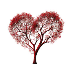 Poster - A red tree with a heart shape in the middle