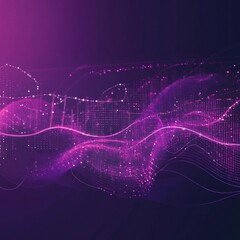 Sticker - Abstract Purple Digital Wave with Glowing Particles