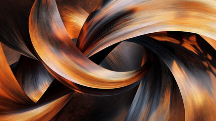 Poster - Abstract brown and orange curved lines forming a swirl