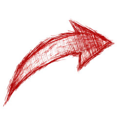 Sticker - A red arrow is drawn in red marker on a white background