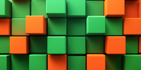Aufkleber - Abstract background forming with orange and green cubes
