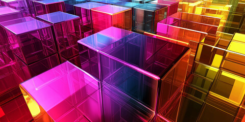 Poster - Abstract colorful cubes forming modern background design