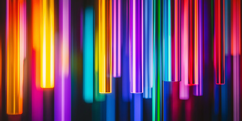 Aufkleber - Colorful neon tubes glowing in the dark creating modern background