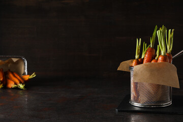 Wall Mural - Fried carrot, concept of tasty fried food