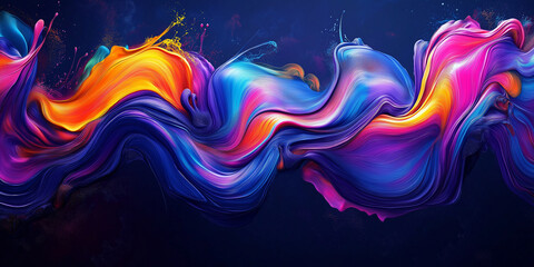 Poster - Abstract colorful waves flowing and mixing on dark background