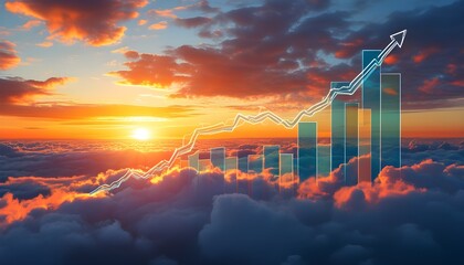 Wall Mural - Optimistic Sunrise Over Clouds Highlighting Growth in Finance and Business