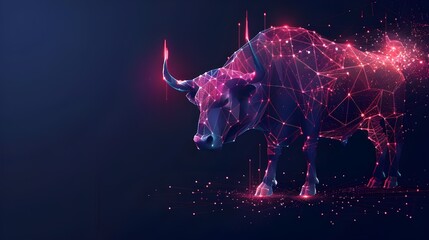 Poster - Fiery Bull: Abstract Art Representing Financial Growth
