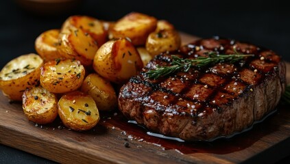 Wall Mural - Grilled Steak and Roasted Potatoes