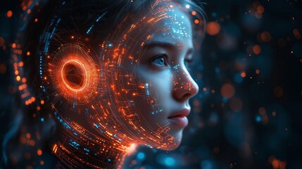 Poster - Girl Futuristic Technology Data Concept
