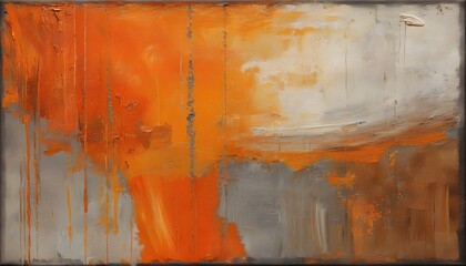 Canvas Print - Abstract brown-orange oil paint texture with dynamic brush strokes on canvas creating an artistic background of vibrant color.