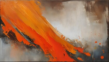 Canvas Print - Abstract brown-orange oil paint texture with dynamic brush strokes on canvas creating an artistic background of vibrant color.