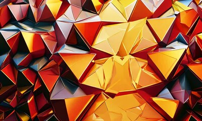 Poster - Abstract red, orange, and gray geometric pattern.