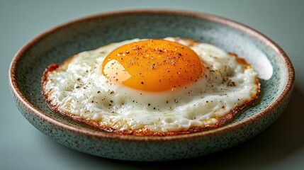 Wall Mural - Close-up of a Perfectly Fried Egg on a Plate