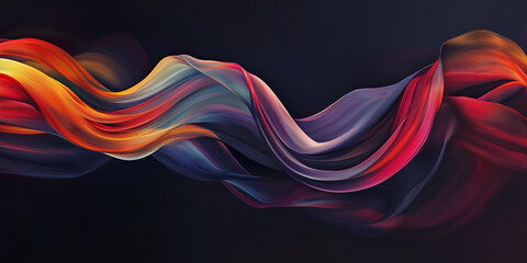 Aufkleber - Colorful abstract wave design on dark background